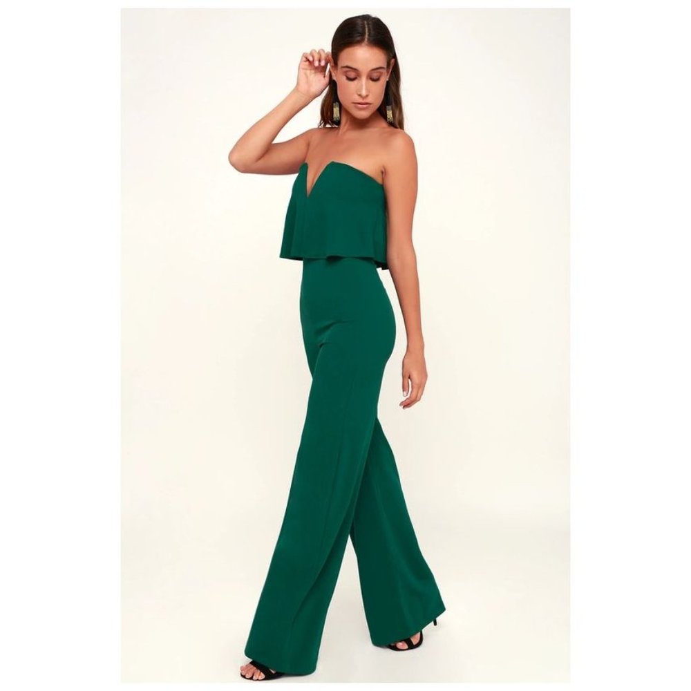 LULU'S Power of Love Green Strapless Jumpsuit sz S NEW Women's Cocktail Evening